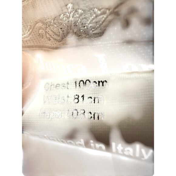 Monica Loretti Wedding Dress Style #8188 SZ 12 White With Sheer Sleeves - Picture 13 of 16